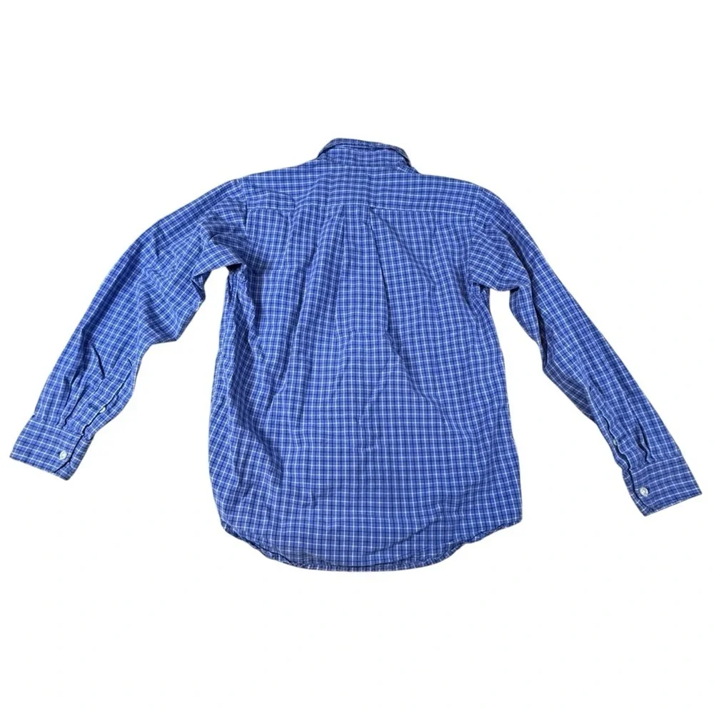 Polo Ralph Lauren Youth Blue Check Poplin Shirt Classic Fit Size Medium Large